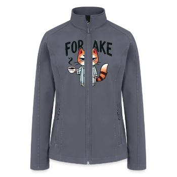 For Sake Cat with Coffee, Grumpy Cat, Cartoon - Women’s Soft Shell Jacket - gray - Front