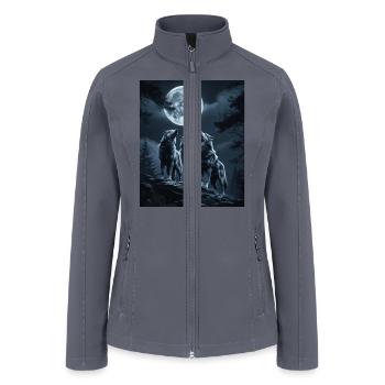 Three Wolves Howling at the Full Moon – Three Wolf - Women’s Soft Shell Jacket - gray - Front