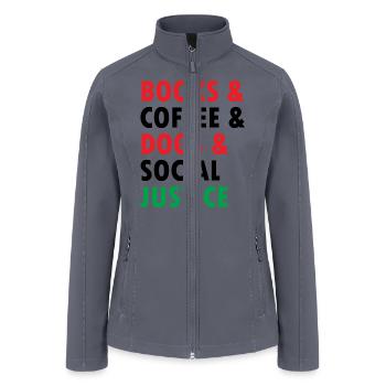 Books And Coffee And Dogs And Social Justice - Women’s Soft Shell Jacket - gray - Front