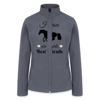 Horses Girls Best Friends Riding Equestrian - Women’s Soft Shell Jacket - gray - Front