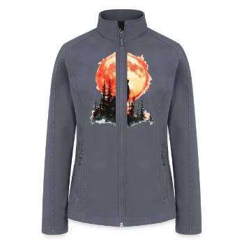 Howling Wolf Watercolor Illustration - Women’s Soft Shell Jacket - gray - Front