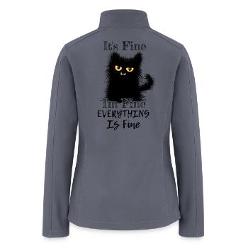 I'm Fine Everything Is Fine Fuzzy Cat Gift - Women’s Soft Shell Jacket - gray - Back