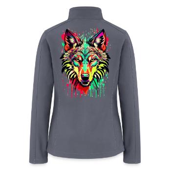 Wolf colourful - Howling Wolf Illustration - Women’s Soft Shell Jacket - gray - Back