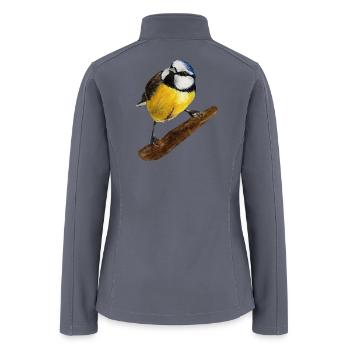 Blue tit titmouse hand painted watercolor. - Women’s Soft Shell Jacket - gray - Back