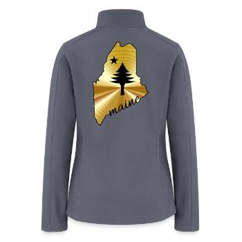 Pine tree and star 1901 flag map of Maine State - Women’s Soft Shell Jacket - gray - Back