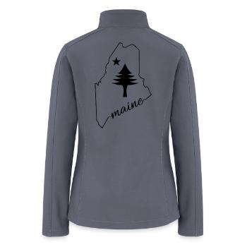 Pine tree and star 1901 flag map of Maine State - Women’s Soft Shell Jacket - gray - Back