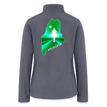 Pine tree and star 1901 flag of Maine State - Women’s Soft Shell Jacket - gray - Back