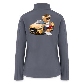 Chic Bear with Car and Coffee - Women’s Soft Shell Jacket - gray - Back