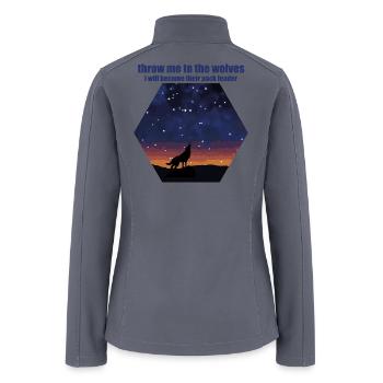 Wolf Howling Under Starry Sky - Women’s Soft Shell Jacket - gray - Back