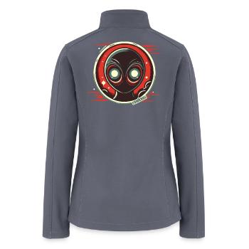 Cosmic Alien Face Illustration - Women’s Soft Shell Jacket - gray - Back