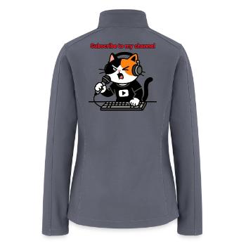 Kitty Podcast Host Illustration "Aniverse Cats" - Women’s Soft Shell Jacket - gray - Back