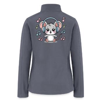 Cute Mouse Listening To Music With Headphones - Women’s Soft Shell Jacket - gray - Back