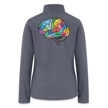 Patterned Colorful Brain Neurodiversity Awareness - Women’s Soft Shell Jacket - gray - Back