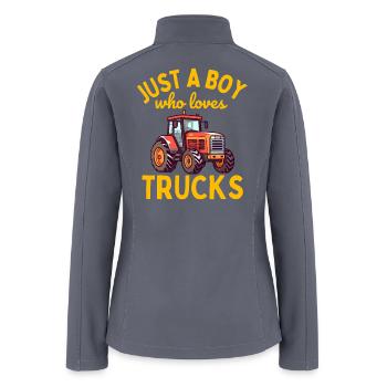 Just A Boy Who Loves Tractors – Tractor Lover  - Women’s Soft Shell Jacket - gray - Back