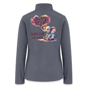 Elephant Sickle Cell Warrior Design - Women’s Soft Shell Jacket - gray - Back