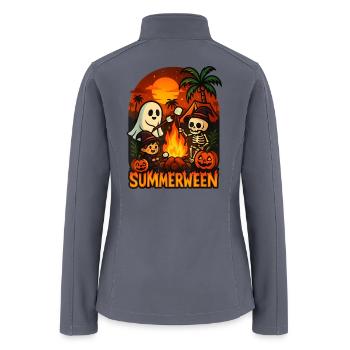 Summerween Campfire Ghost Skeleton Funny Halloween - Women’s Soft Shell Jacket - gray - Back
