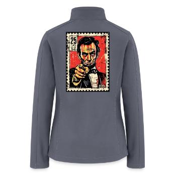 Direct Grunge Portrait Stamp - Women’s Soft Shell Jacket - gray - Back