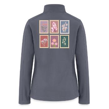 Vintage Floral Stamp Collection - Women’s Soft Shell Jacket - gray - Back
