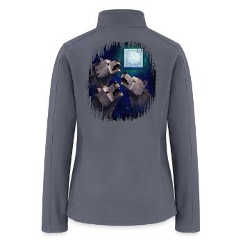 Retro Pixel Art 3 Wolfs hero Howling At The Moon - Women’s Soft Shell Jacket - gray - Back