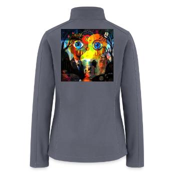 Vivid City Eyes Abstract - Women’s Soft Shell Jacket - gray - Back