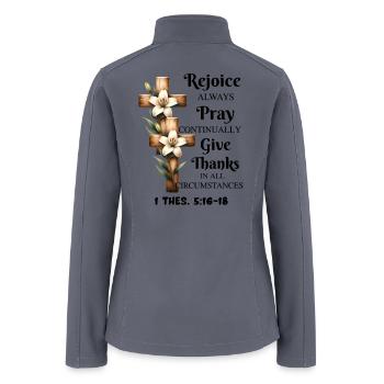 Wooden Cross with White Lilies - Women’s Soft Shell Jacket - gray - Back