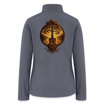 Tree of Life Guitar in Sepia Circle - Women’s Soft Shell Jacket - gray - Back