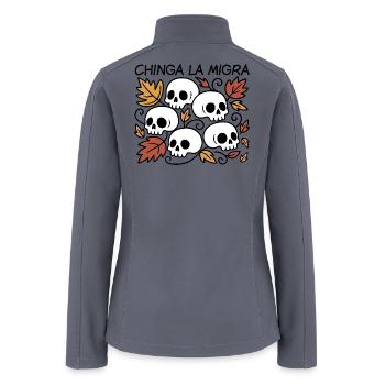 Chinga La Migra Fall Autumn Skull Design - Women’s Soft Shell Jacket - gray - Back
