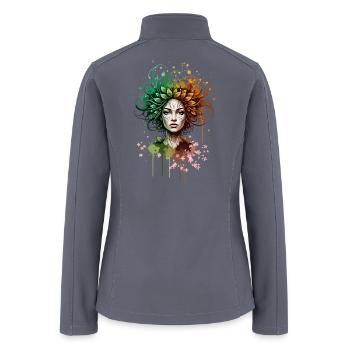 Rainbow Bloom Headdress Portrait - Women’s Soft Shell Jacket - gray - Back