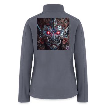 Cyberpunk Demon Mask – Chrome Tech Art - Women’s Soft Shell Jacket - gray - Back