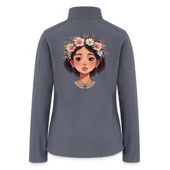 Floral Crown Portrait Boho Goddess - Women’s Soft Shell Jacket - gray - Back