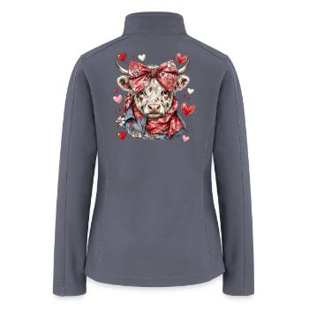 Floral Bow Cow Hearts - Women’s Soft Shell Jacket - gray - Back