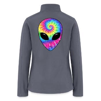 Psychedelic Alien TieDye Face - Women’s Soft Shell Jacket - gray - Back