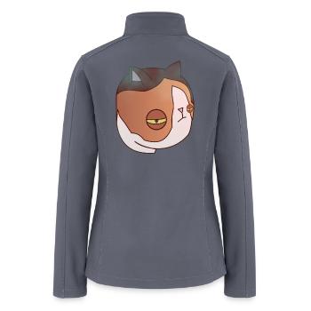 Sleepy Cat Face Illustration - Women’s Soft Shell Jacket - gray - Back
