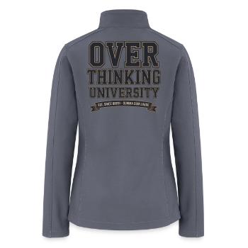 Overthinking University T-Shirt Funny Vintage Tees - Women’s Soft Shell Jacket - gray - Back