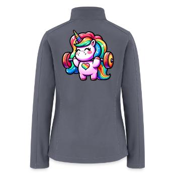Unicorn Weightlifting Deadlift Fitness Gym - Women’s Soft Shell Jacket - gray - Back