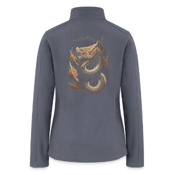 Coiled Dragon Flame Illustration - Women’s Soft Shell Jacket - gray - Back