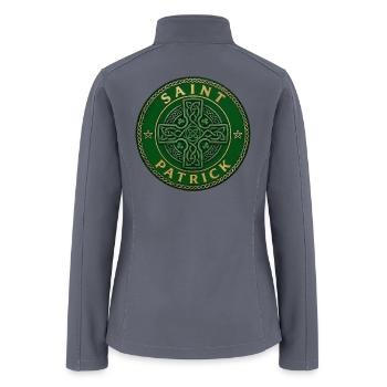 Saint Patrick Celtic Cross Emblem - Women’s Soft Shell Jacket - gray - Back