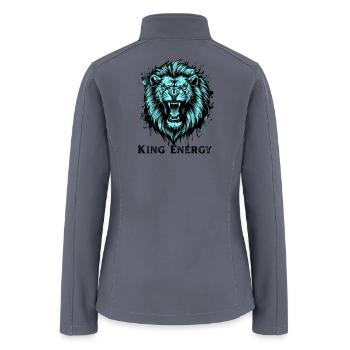 Neon Cyan Lion Roar Illustration - Women’s Soft Shell Jacket - gray - Back