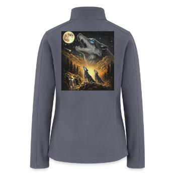 Moon Moonlight Howl Wolves Night - Women’s Soft Shell Jacket - gray - Back