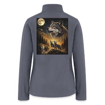 Moon Wolf Howling Moonlight - Women’s Soft Shell Jacket - gray - Back