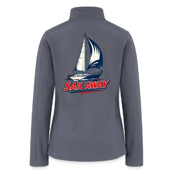 Sail Away Sailboat Print - Women’s Soft Shell Jacket - gray - Back