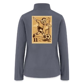 Vintage Stamp Soccer Player - Women’s Soft Shell Jacket - gray - Back