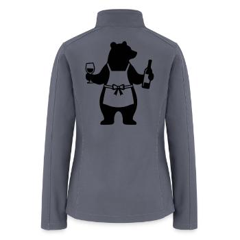 Needs Wine Bear Wine Lover - Women’s Soft Shell Jacket - gray - Back