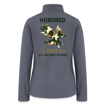 Camouflage Eagle Veteran Honor - Women’s Soft Shell Jacket - gray - Back