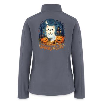 Spooky Cute Ghost Cat Halloween - Women’s Soft Shell Jacket - gray - Back