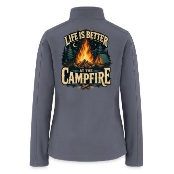  Life Is Better At The Campfire Camping Adventure - Women’s Soft Shell Jacket - gray - Back