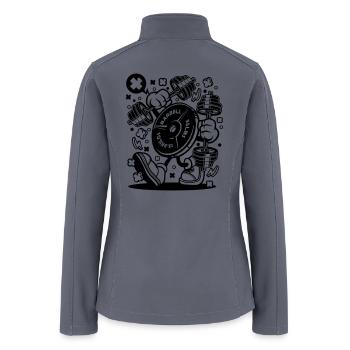 Funny Barbell Plate Character Weightlifting - Women’s Soft Shell Jacket - gray - Back
