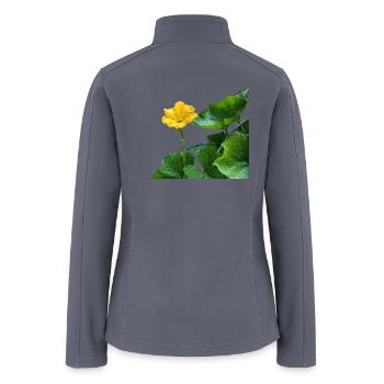 Yellow Loofah Flower Nature Botanical Art - Women’s Soft Shell Jacket - gray - Back