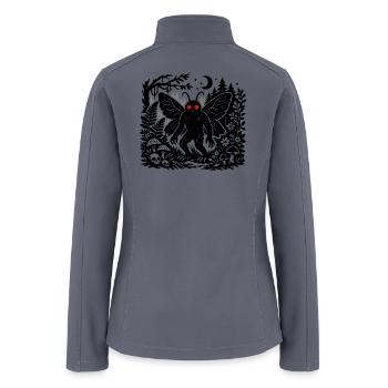 Mothman Forest Linocut Art - Women’s Soft Shell Jacket - gray - Back