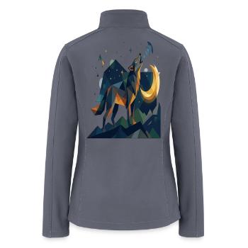 Geometric Wolf Howling Moon - Women’s Soft Shell Jacket - gray - Back